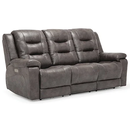 Casual Power Reclining Sofa with Power Headrest and Power Lumbar